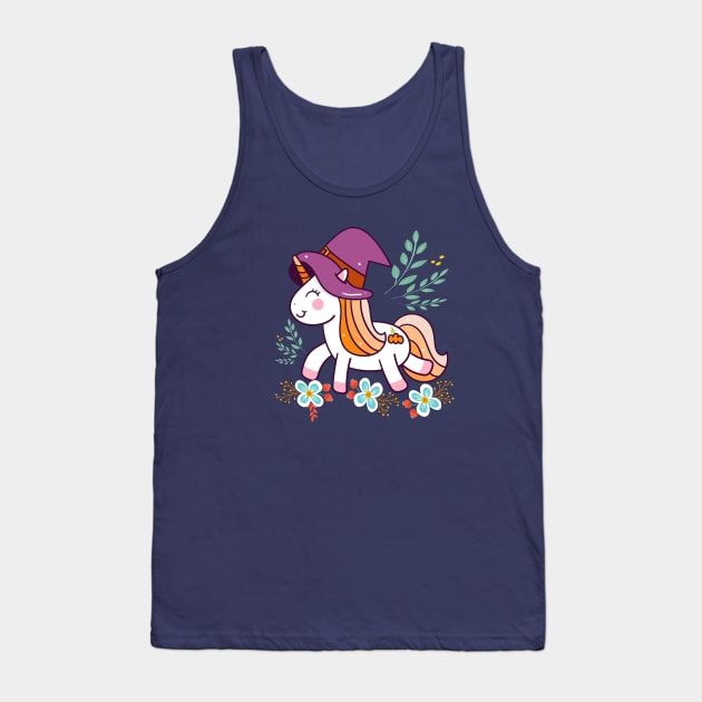 Cute Unicorn Animals Flower Tank Top by JeffDesign